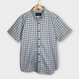 Robert Graham Shirt Mens XL Blue Short Sleeve Tailored Fit Modern Americana
